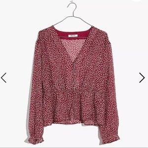 Madewell Red Floral Blouse